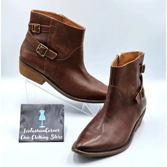 Lucky Brand Women's Brown Leather Caelyn Buckle Accents Ankle Bootie Sz 11 2972 - Picture 13 of 16